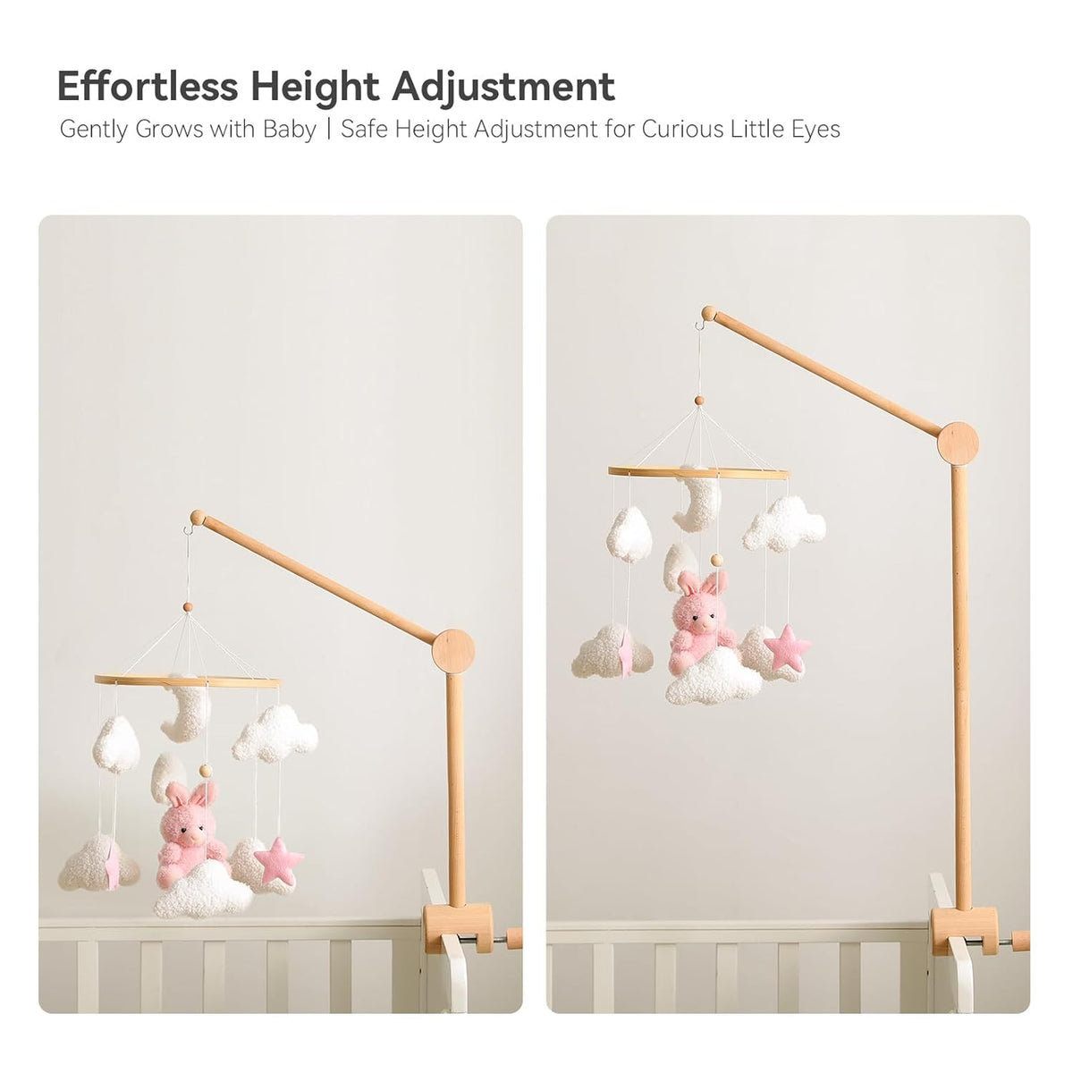 HI BABY MONMENT Crib Mobile Arm - Baby Mobile Hanger with 360° Vertical Adjustment, Stabilizing