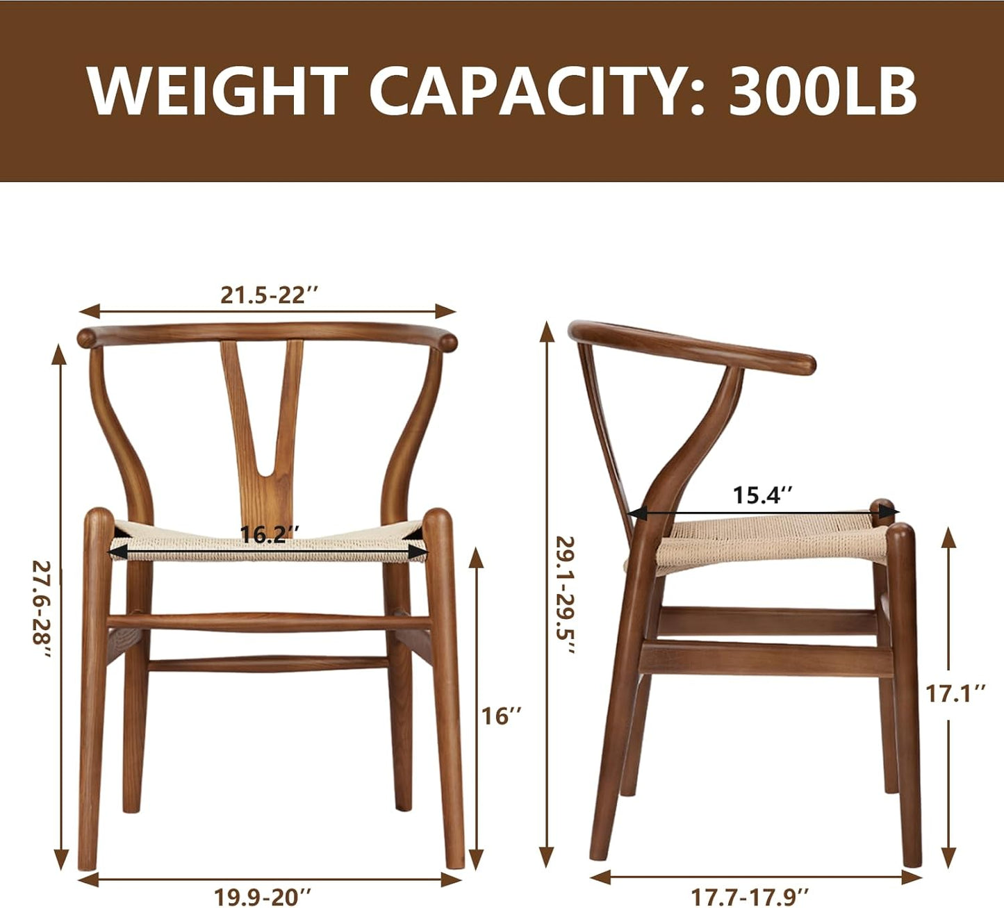Wishbone Chair Natural Solid Wood Dining Chair/Hans Vegner Y Chair Rattan and Wood Accent Armrest