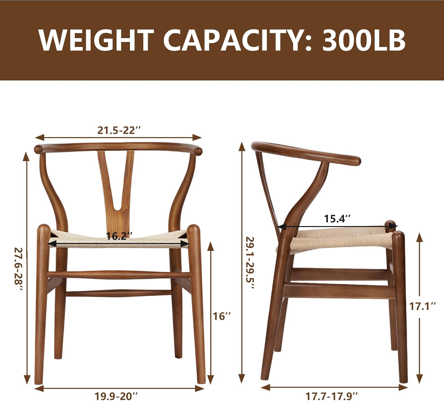 Wishbone Chair Natural Solid Wood Dining Chair/Hans Vegner Y Chair Rattan and Wood Accent Armrest