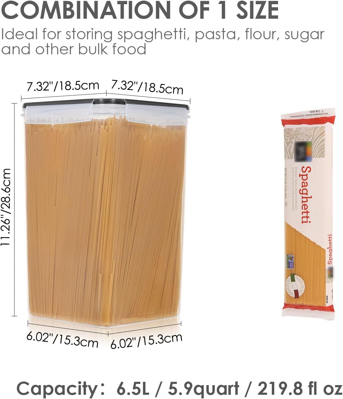 Vtopmart Extra Large Tall Airtight Food Storage Containers, 4 Pieces 5.9qt/6.5L Plastic PBA Free