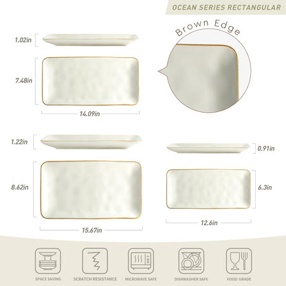 famiware Serving Platter, Rectangular 15.67/14.1/12.6inch Serving Dishes for Entertaining