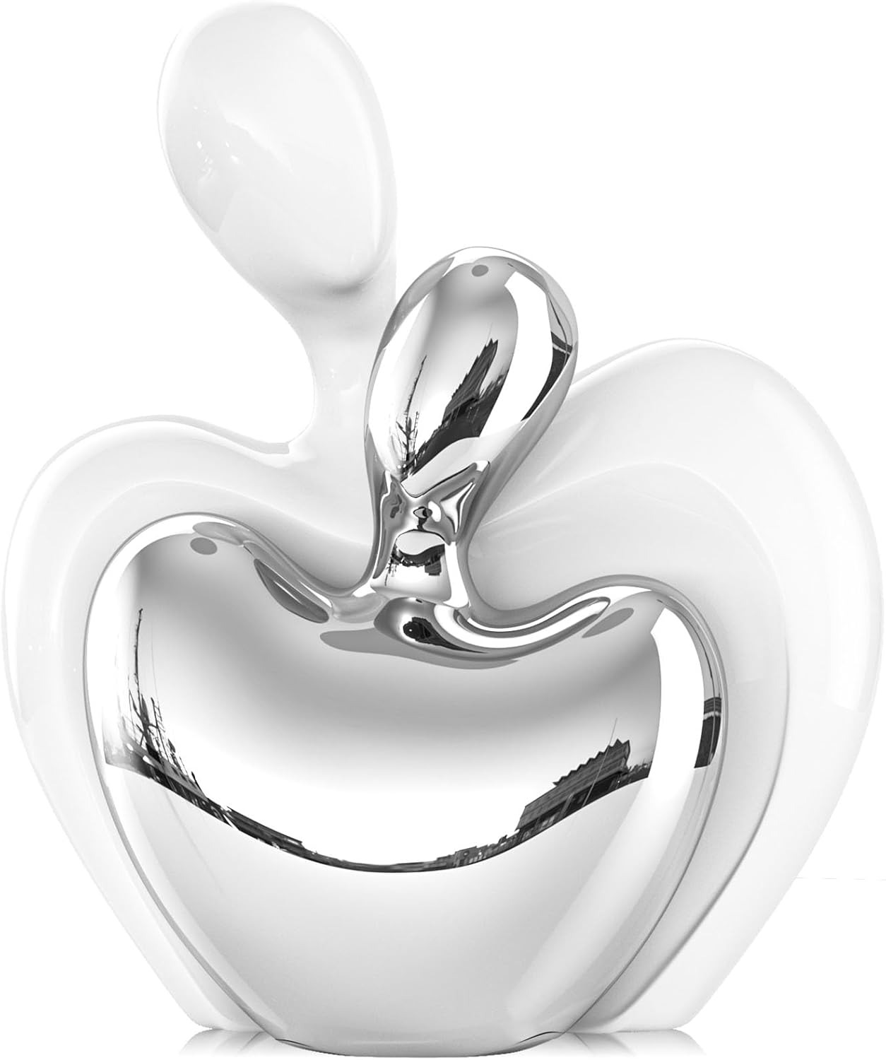 XMGZQ White and Silver Ceramic Couple Figurines Home Decor,Wedding Engagement Romantic Gift for