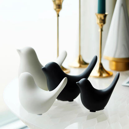 Small Animal Statues, White Bird Figurines Home Decor, Modern Home Decorative, Ceramic Decor for
