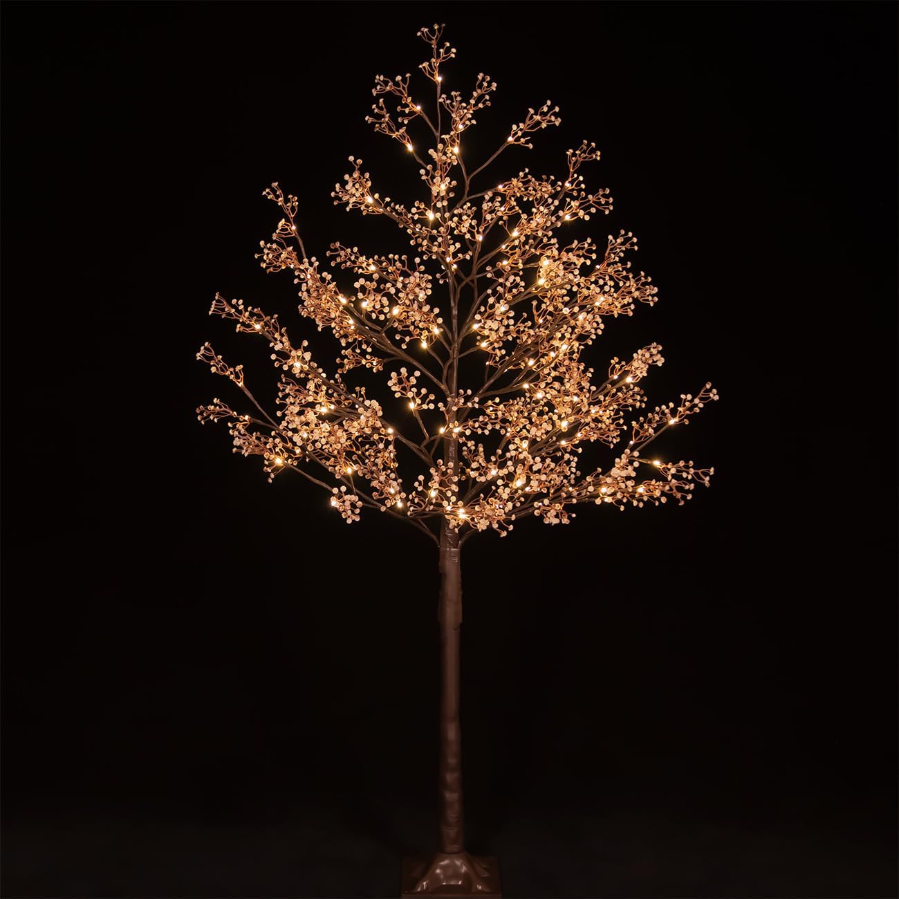 5ft Lighted Baby's Breath Tree with 128 Warm White LED Lights for Holiday Decor - Dimmable, UL