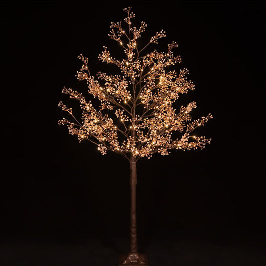 5ft Lighted Baby's Breath Tree with 128 Warm White LED Lights for Holiday Decor - Dimmable, UL
