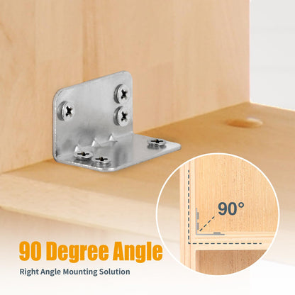 POWERTEC L Bracket 25PK, 90 Degree Shelf Brackets, Corner Braces for Wood Shelves/Cabinet/Work