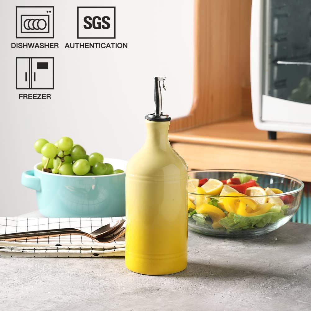 Sweejar Ceramic Olive Oil Dispenser Bottle, Opaque Oil Cruet Protects Oil to Reduce Oxidation
