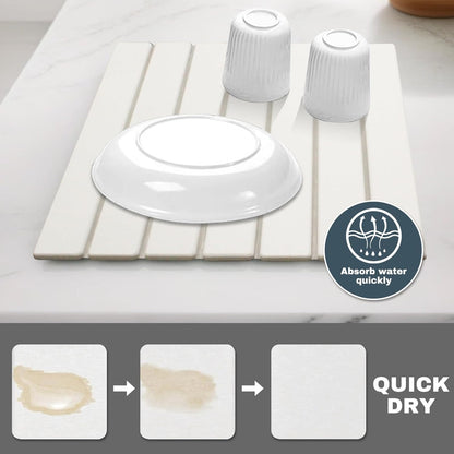 Large Stone Dish Drying Mats for Kitchen Counter, Quick Dry Absorbent Collapsible Dish Drying