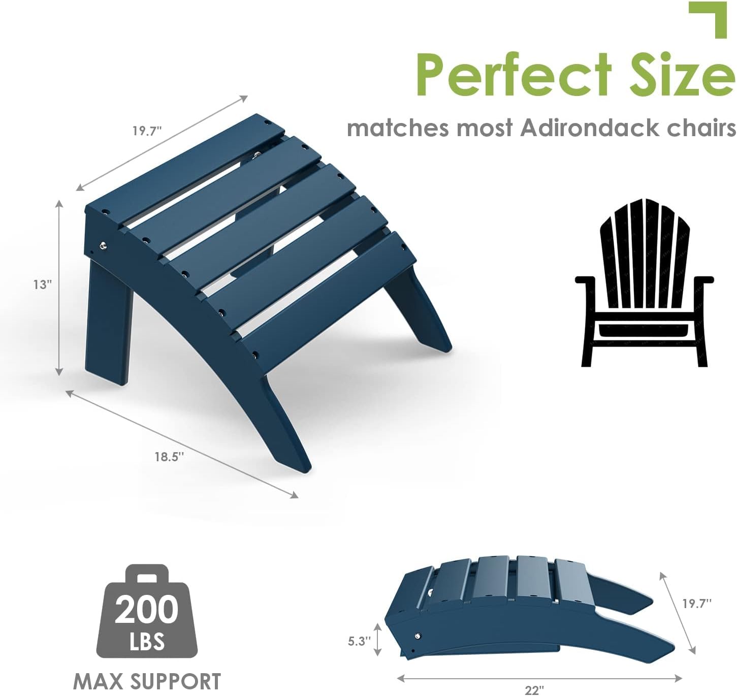 GREENVINES Adirondack-Ottoman | HDPE Plastic | Outdoor Footrest | All Weather | Foot Rest | Foot