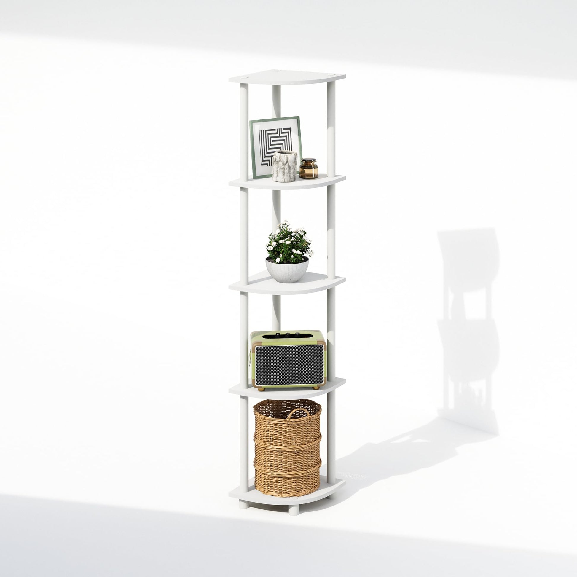 Furinno Turn-N-Tube Toolless Assembly 5-Tier Storage Shelves, White