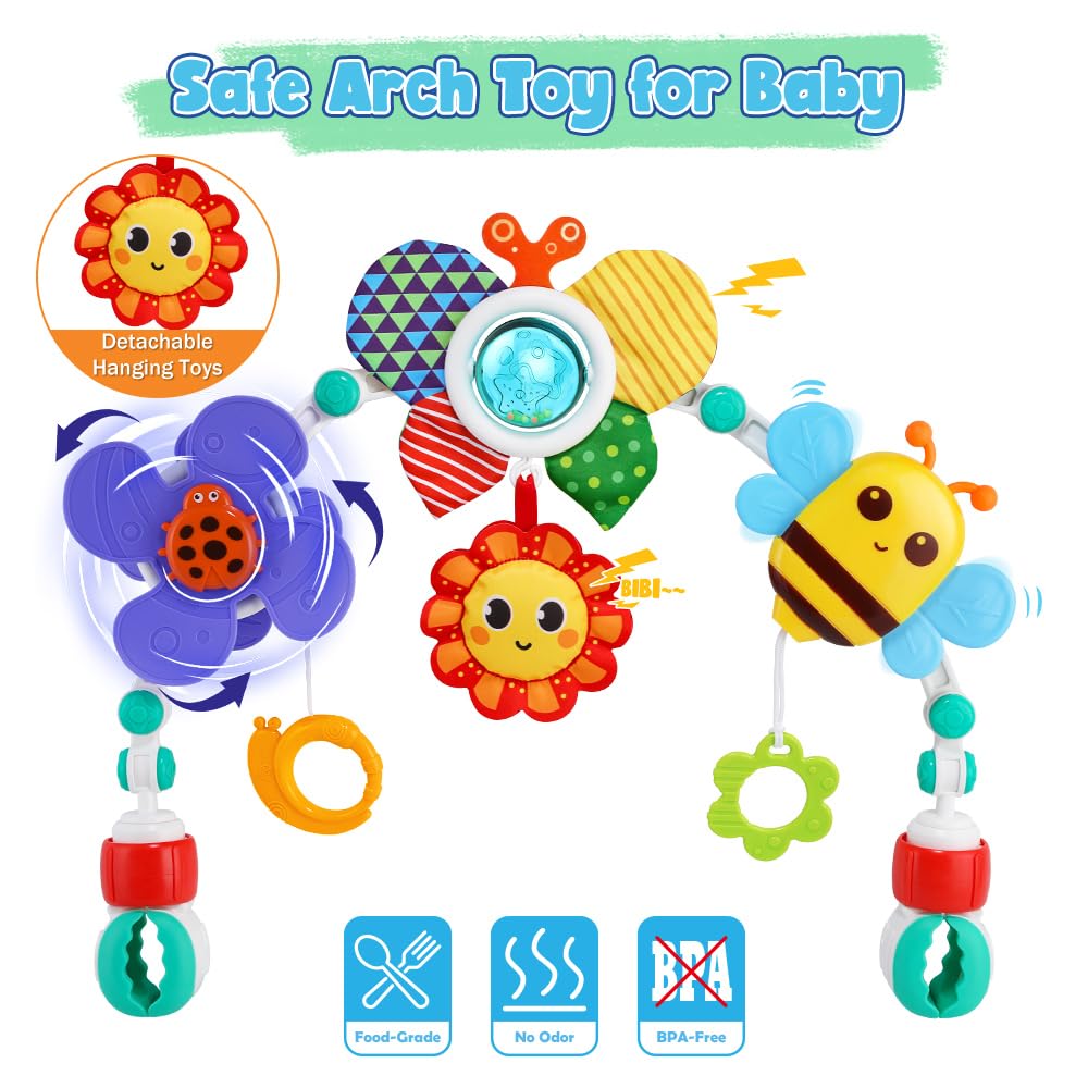 Baby Stroller Arch Toys,Adjustable Crib Mobile for Bassinet with Sensory Play Accessories and