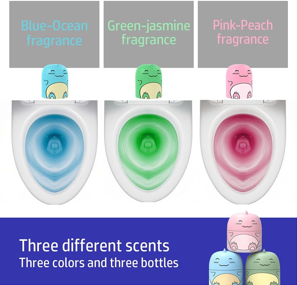 Cute Dinosaur-Shaped Toilet Bowl Cleaner Bottle, Bathroom Toilet Tank Cleaner with Ocean, Jasmine