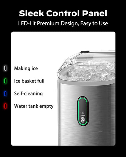 Silonn Nugget Ice Maker Countertop, Pellet Ice Machine with Self-Cleaning Function, Sonic Ice Maker