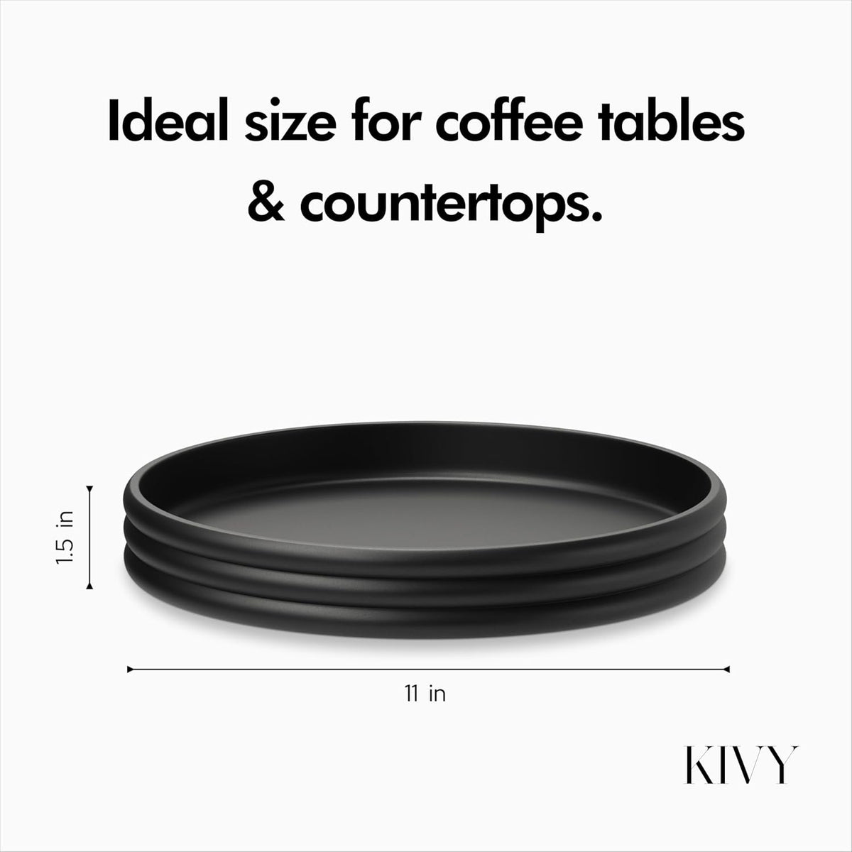 KIVY Round Decorative Concrete Tray 11x1,5 Inch - Modern Circle Coffee Table Bowl - Home Decor