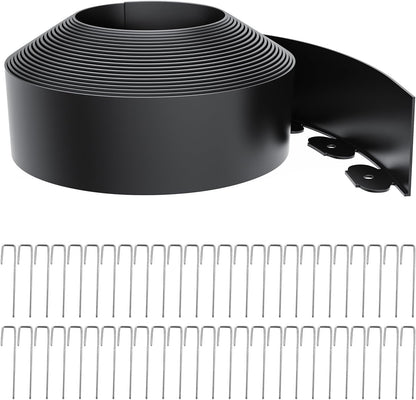 Landscape Edging 4 Inch Tall 40FT with 50Pcs Metal Spikes, Plastic Garden Edging Border Landscape