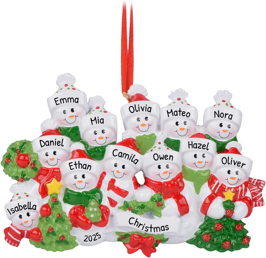 Snowman Family of 12 Ornament 2025 Personalized Family Christmas Ornaments 2025 | Snow People