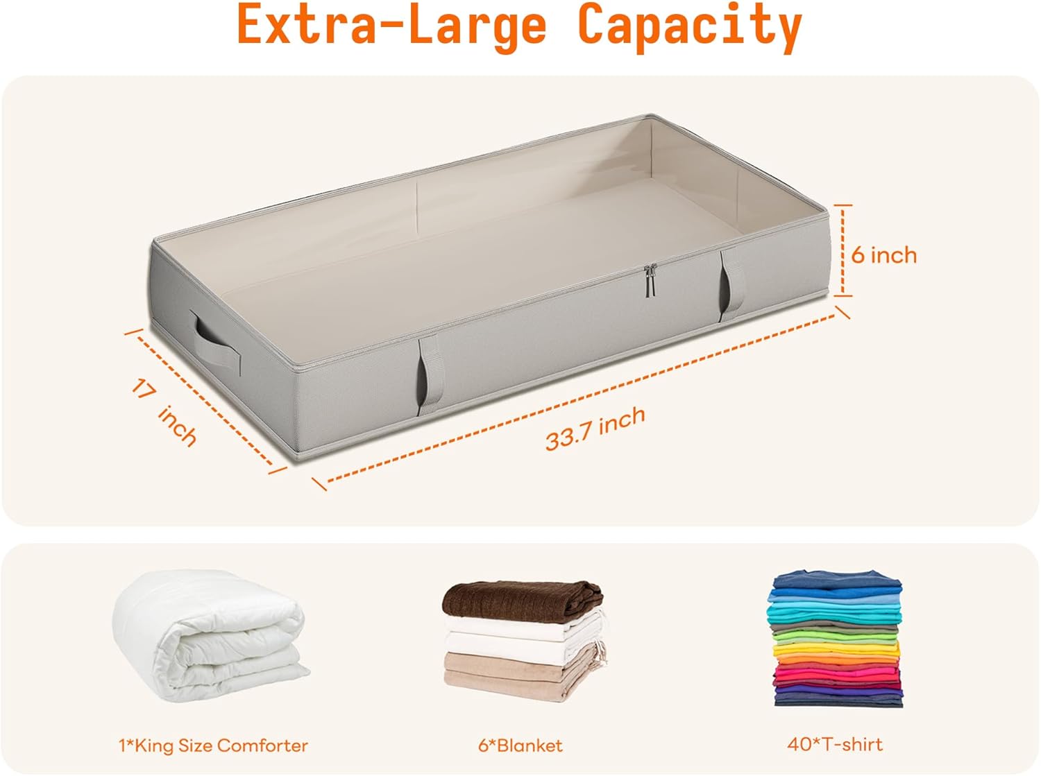 Vailando Under Bed Storage Containers, Underbed Storage Bins, 6 Inches Tall Clothes Storage Box