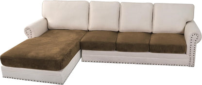 H.VERSAILTEX Velvet Stretch Sectional Couch Covers 4 Pieces Sofa Seat Cushion Covers L Shape