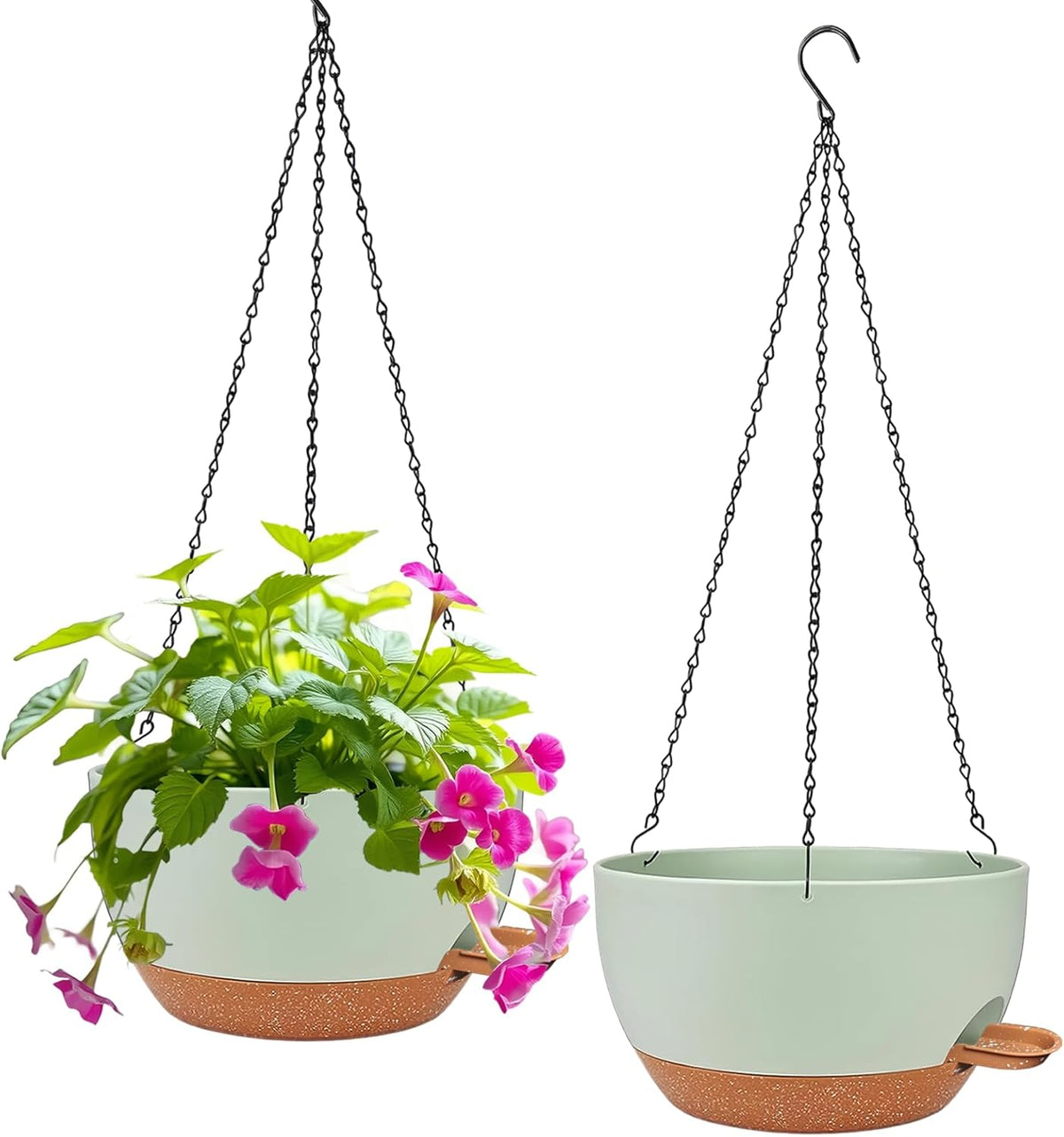 2 Pack Hanging Planters for Indoor Outdoor Plants, 12 Inch Self Watering Hanging Pot with Drainage