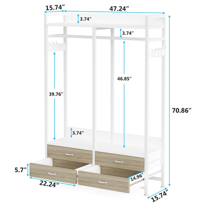 Tribesigns Freestanding Closet Organizer, Garment Rack with 4 Drawers