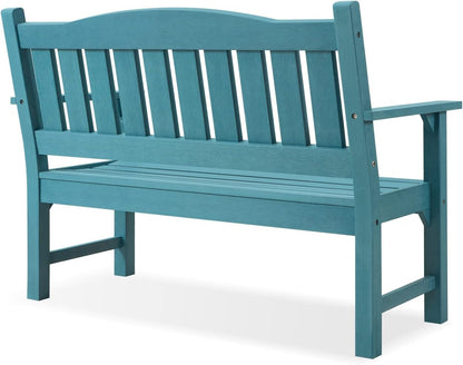 Psilvam 2-Person Outdoor Memorial Bench, All-Weather Poly Lumber Garden Bench, Rot-Resistant