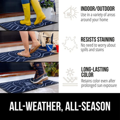 GORILLA GRIP 100% Waterproof All-Season WeatherMax Doormat 35x23, US Designed Natural Rubber, Stain