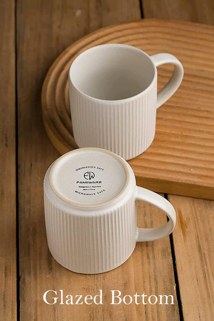 famiware Coffee Mug Set for 4, Star 12 oz Catering Mugs Cup Set with Handle for Coffee, Tea, Cocoa