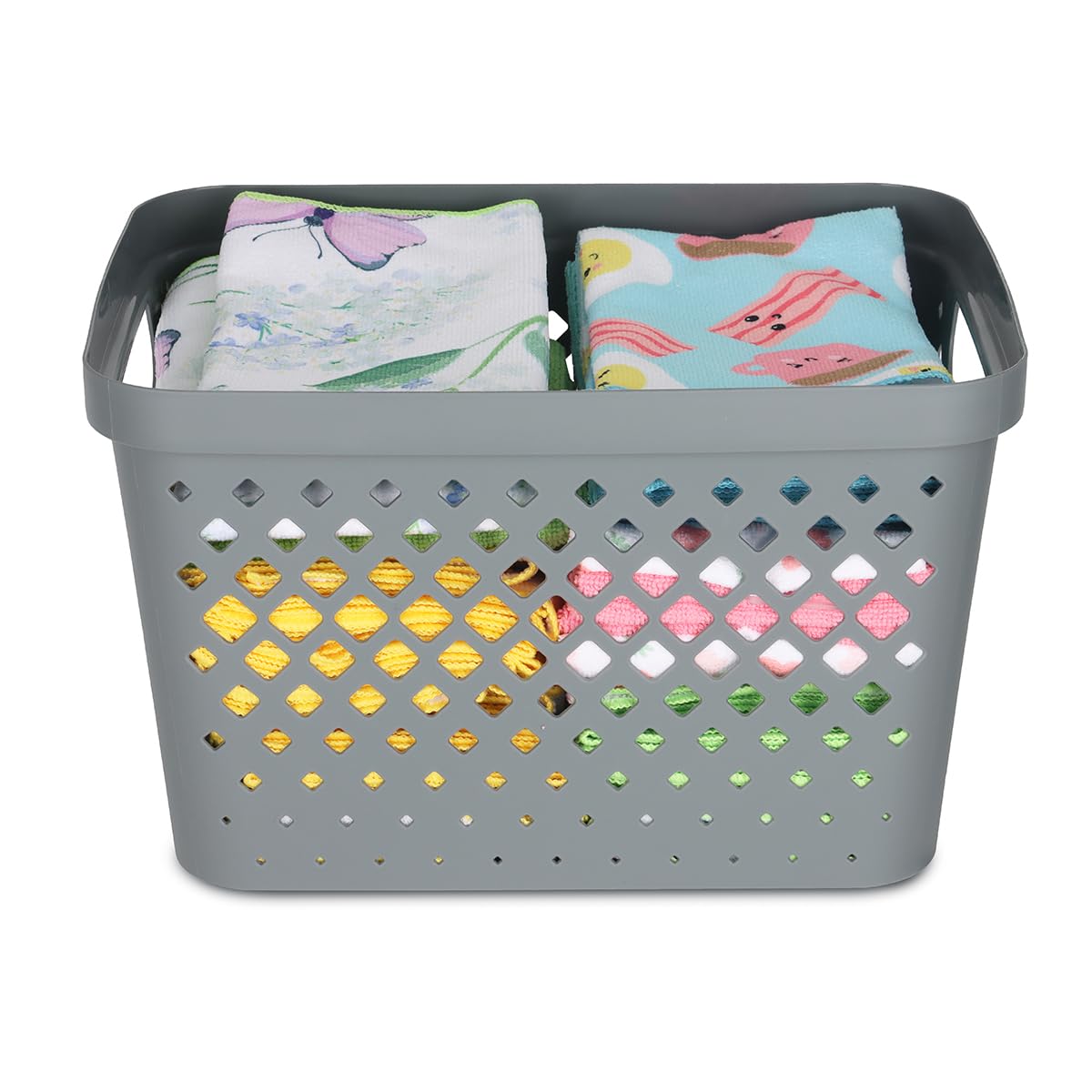 Glad Plastic Storage Basket Set, Value Pack of 6 | Open Storage Bins for Shelves, Bathroom, Pantry