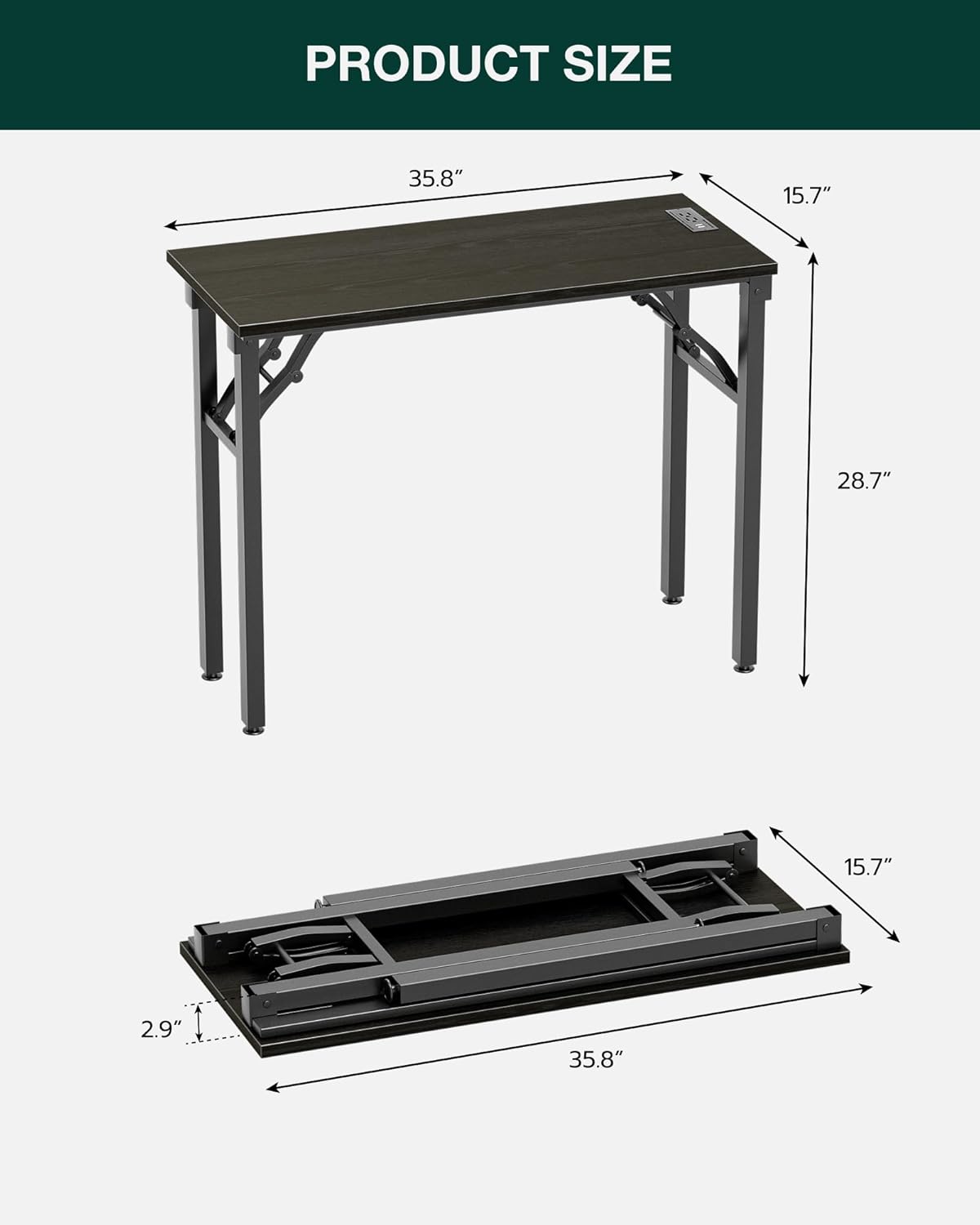 Frylr Small Folding Computer Desk – 35.8 Inch Portable Table for Craft and Study, Lightweight Desk