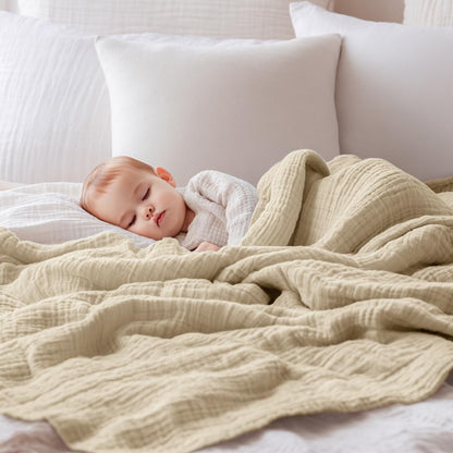 EMME Muslin Baby Blankets 100% Cotton 4-Layer Swaddle Baby 40"x50" Lightweight Soft Breathable
