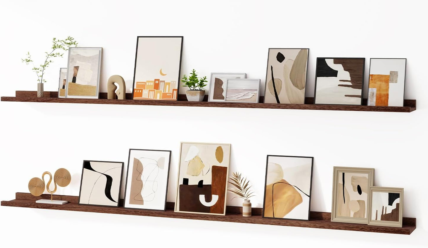 Floating Picture Ledge Shelves for Wall Set of 2, 72 Inches Picture Ledge Shelf with Long Large