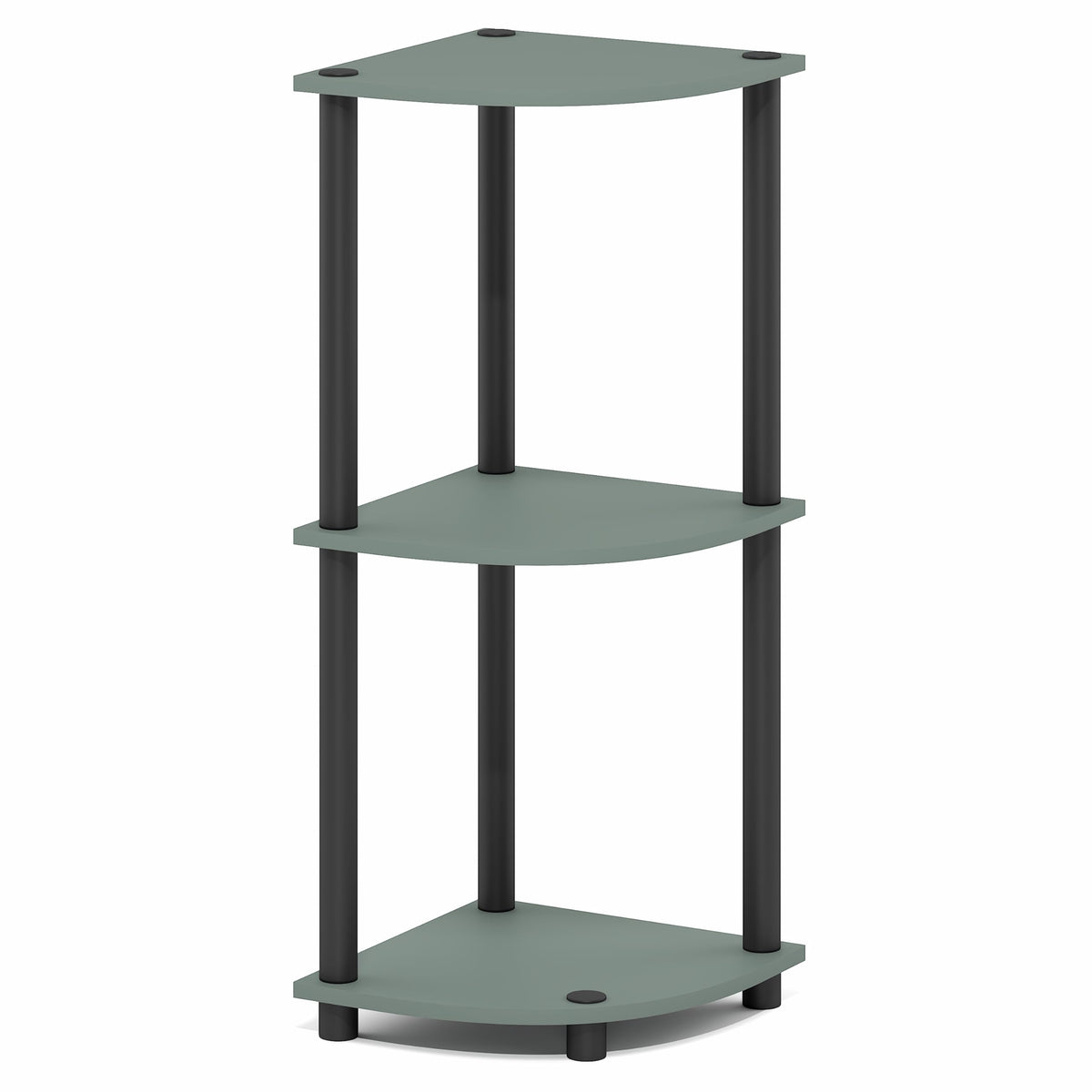 Furinno Turn-N-Tube Corner Shelf, 3-Tier Corner Bookshelf, Display Storage Shelves with Open