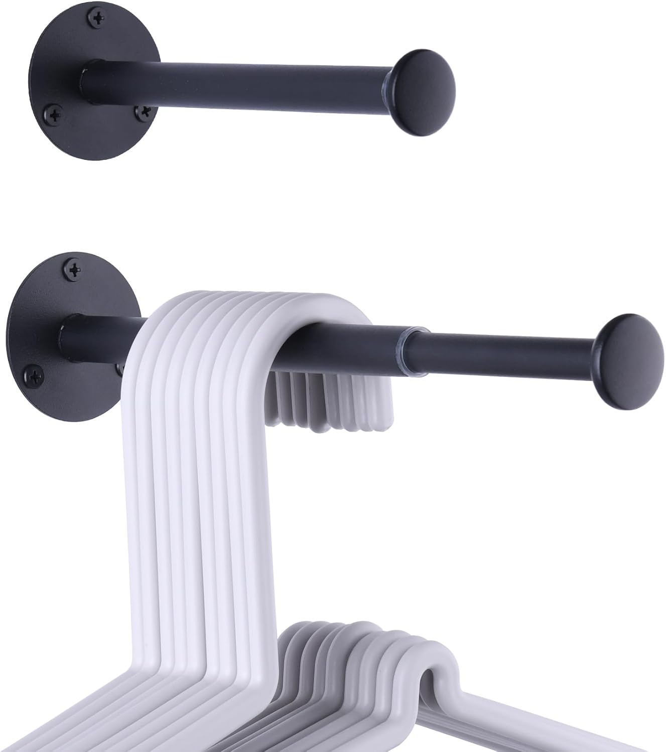 2 Pack Retractable Hanger Holder for Laundry Room, Wall Mount Organizer Rack for Lightweight