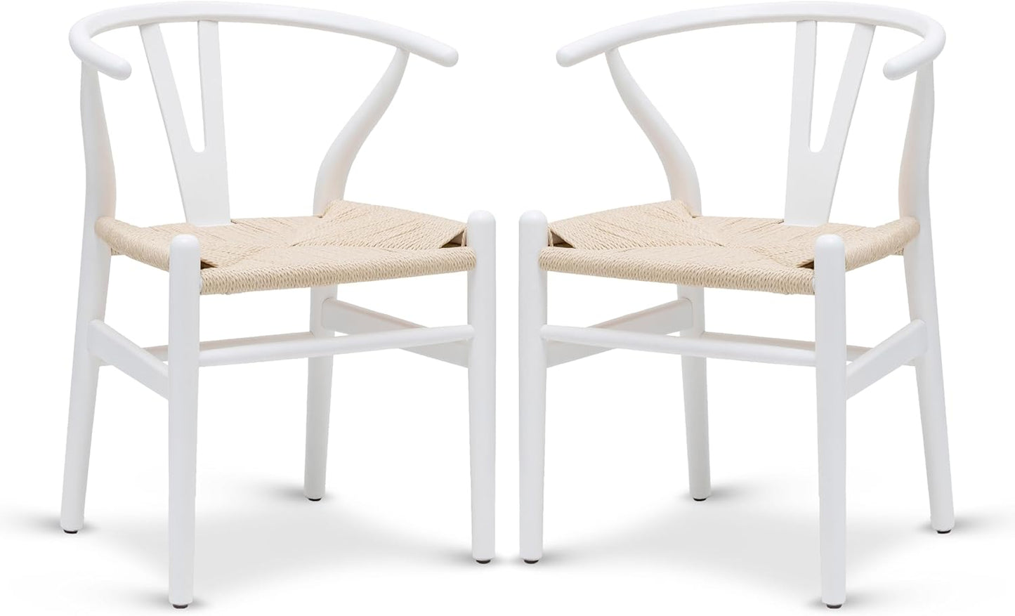 POLY & BARK Weave Dining Chairs – Mid-Century Modern Wishbone Dining Chairs with Arms, Solid Wood