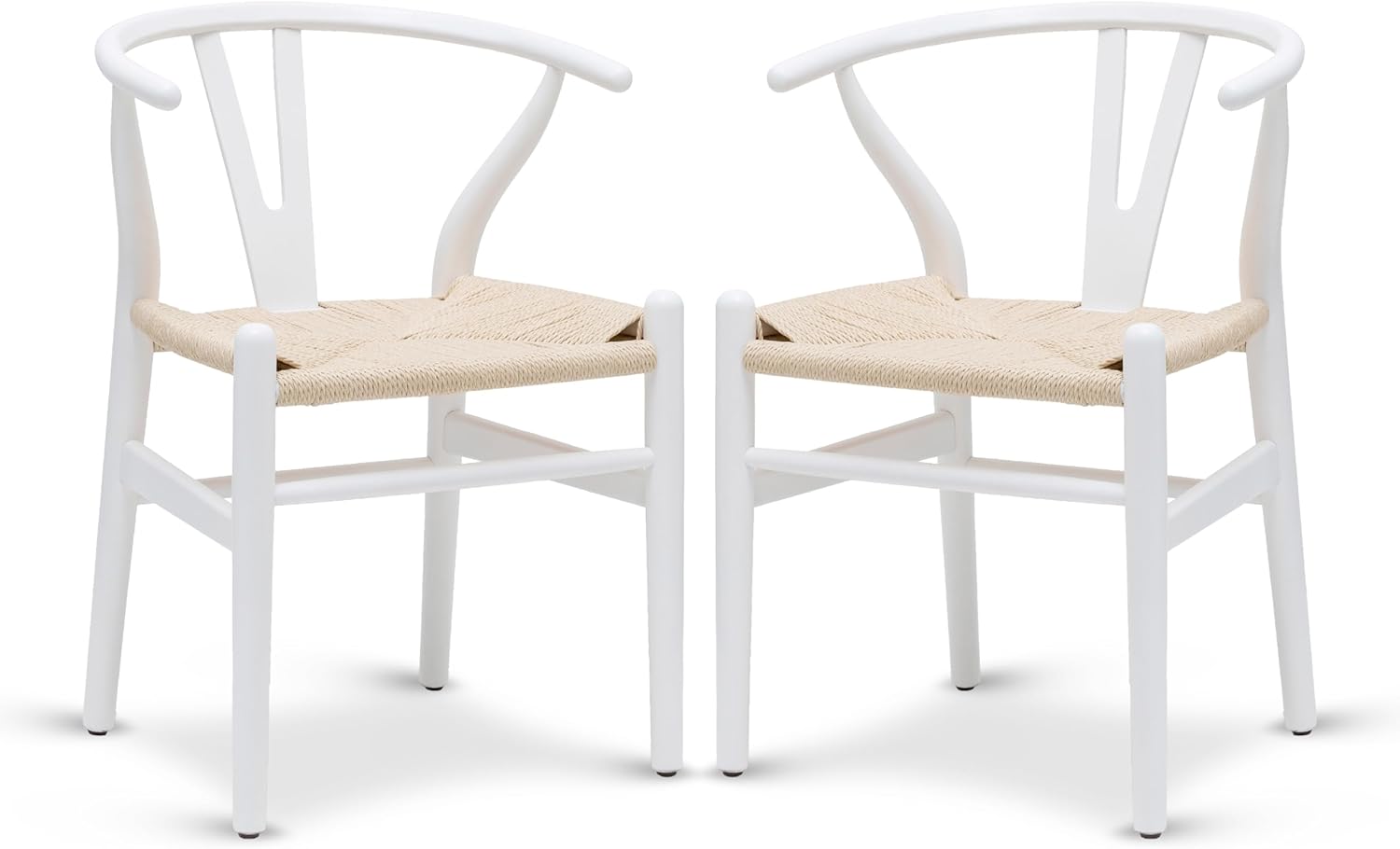 POLY & BARK Weave Dining Chairs – Mid-Century Modern Wishbone Dining Chairs with Arms, Solid Wood