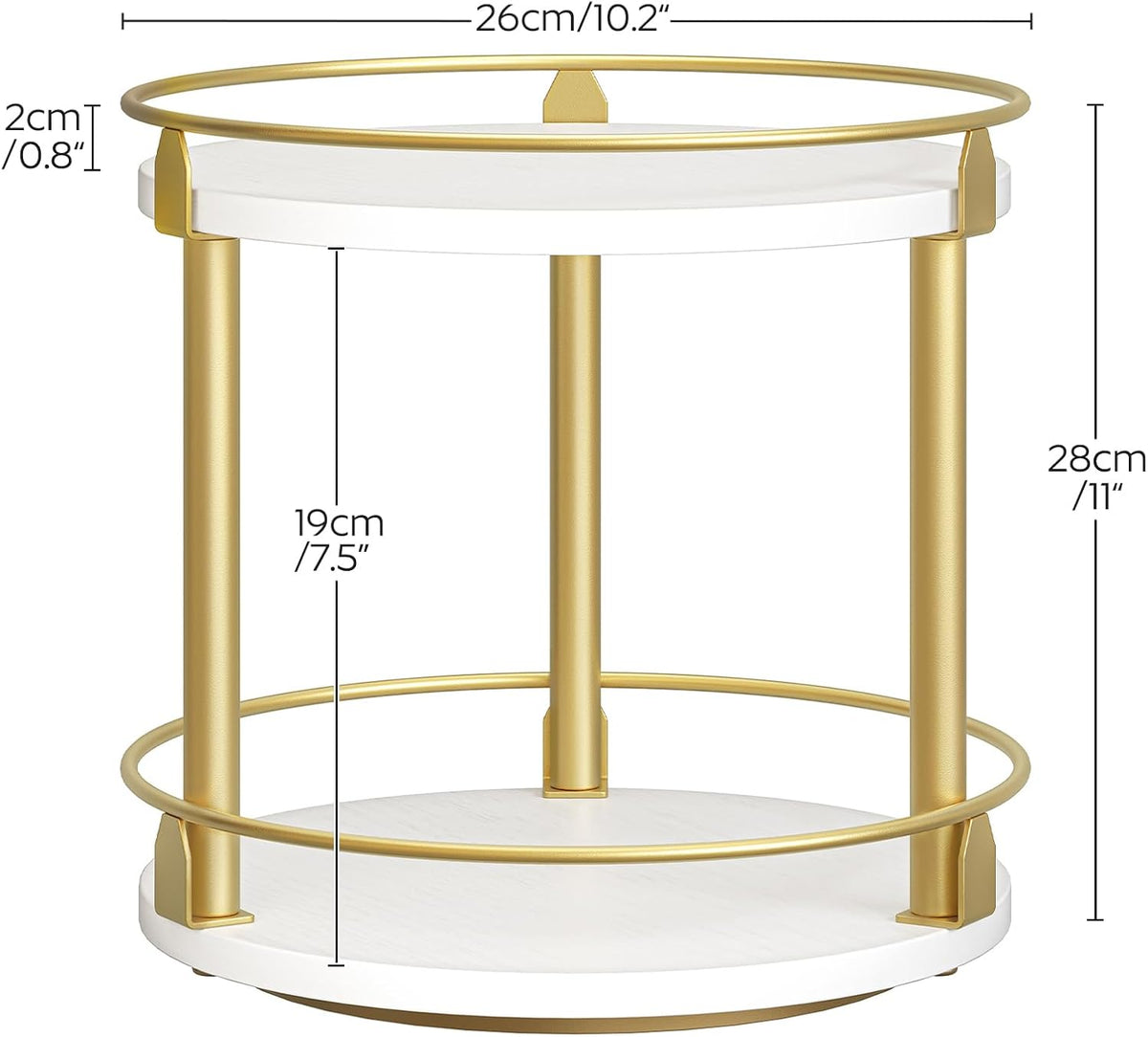 Lazy Susan Organizer, Rotating Spice Rack, 2 Tier Spice Turntable Organizer, Industrial Turntable