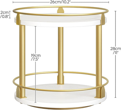 Lazy Susan Organizer, Rotating Spice Rack, 2 Tier Spice Turntable Organizer, Industrial Turntable