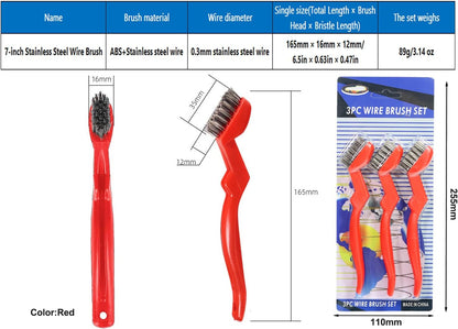 GOLDEN SMILE 3-Pack Heavy-Duty Stainless Steel Wire Brushes – 7" Ultra-Stiff 5x29 Grid (40% Denser