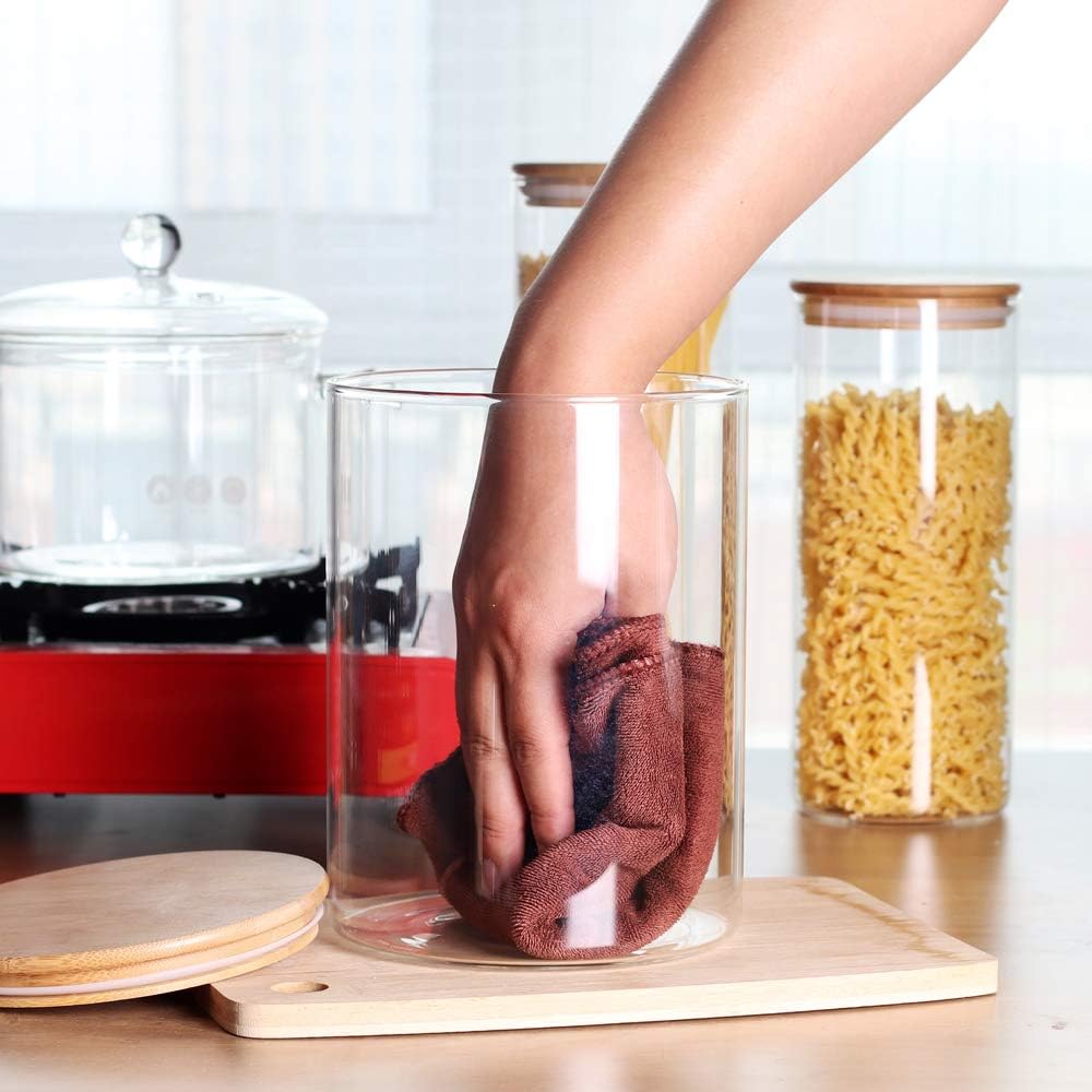 Large Glass Food Storage Container, 100 FL OZ (3000ml) Glass Food Canister with Airtight Bamboo
