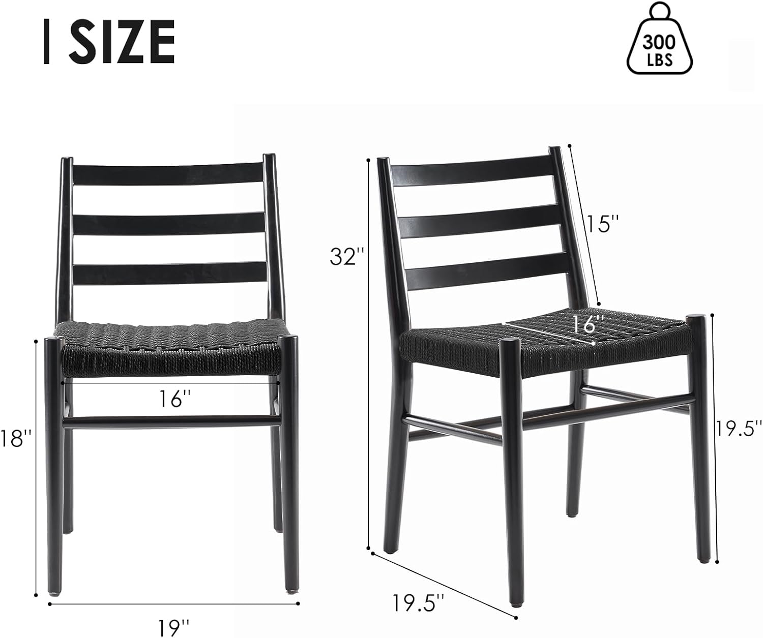 STARY Wood Rattan Dining Room Chairs with Comfortable Woven Seat,Fully-Assembled