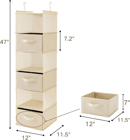 MAX Houser 6 Tier Shelf Hanging Closet Organizer, Closet Hanging Shelf with 2 Sturdy Hooks for