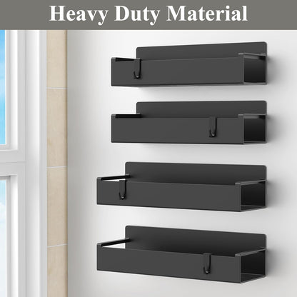 4 Pack Magnetic Spice Rack Organizer for Refrigerator and Oven, Black Fridge Organizers and Storage
