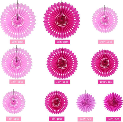 BEISHIDA Hot Pink Combination Hanging Honeycomb Round Paper Fans Decoration Bachelorette Theme