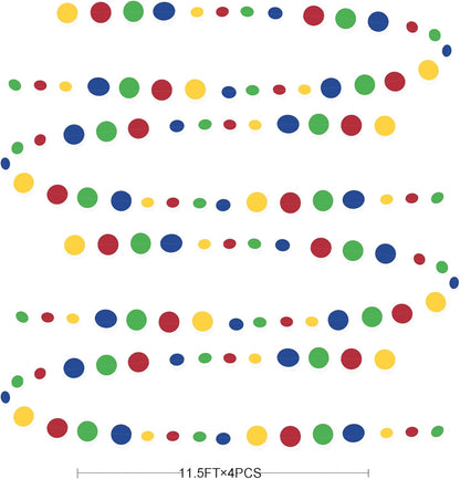 Super Mario Party Decorations Circle Dot Garland Red Blue Yellow Green Hanging Paper Polka Dot