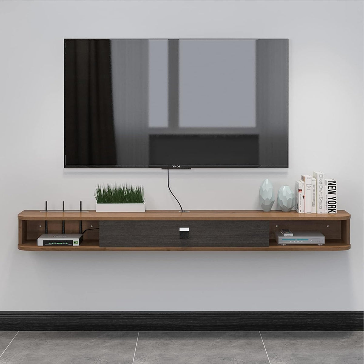 Pmnianhua Floating TV Shelf, 47'' Wall Mounted TV Stand Floating TV Console Media Entertainment