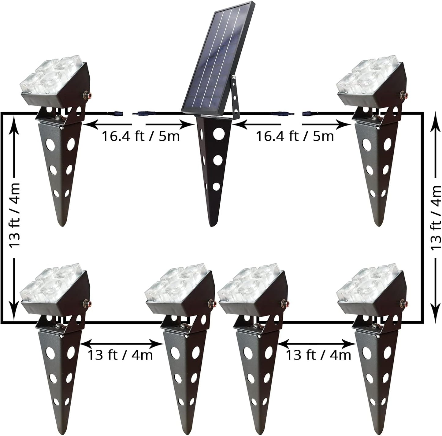 Solar Spot Lights Outdoor Waterproof IP65 Landscape Spotlights with Metal Stake Total 84ft Cable