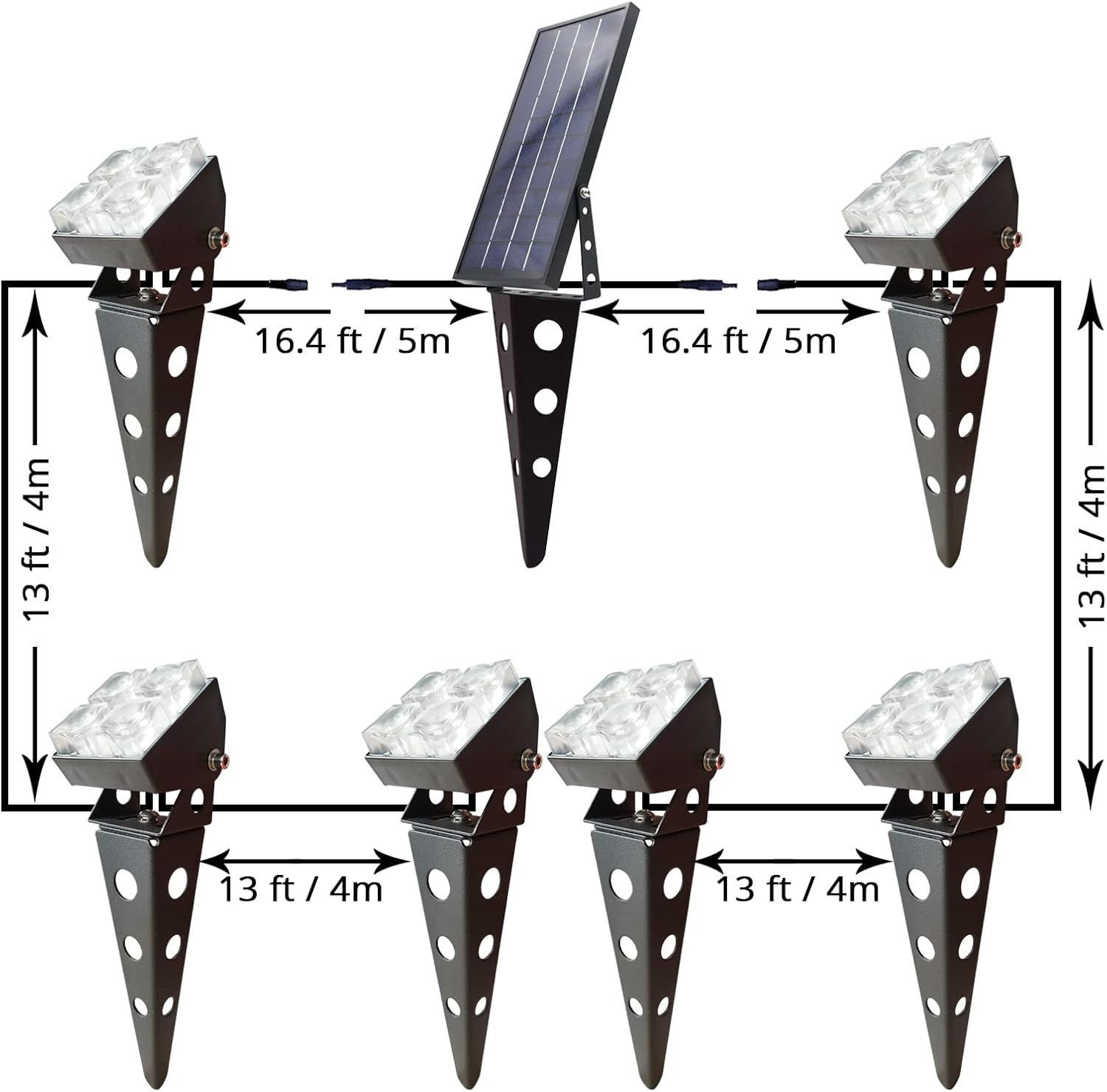 Solar Spot Lights Outdoor Waterproof IP65 Landscape Spotlights with Metal Stake Total 84ft Cable