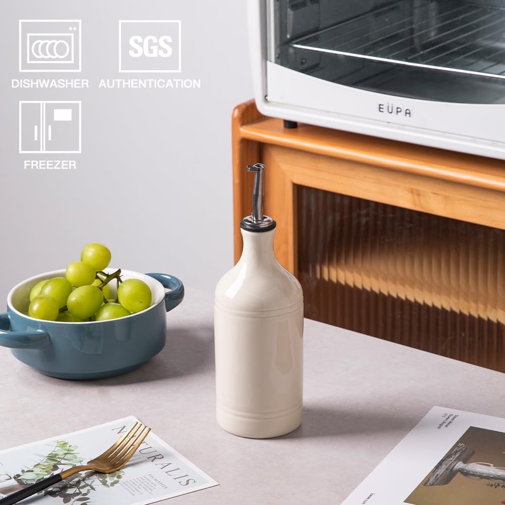 Sweejar Ceramic Olive Oil Dispenser Bottle, Opaque Oil Cruet Protects Oil to Reduce Oxidation