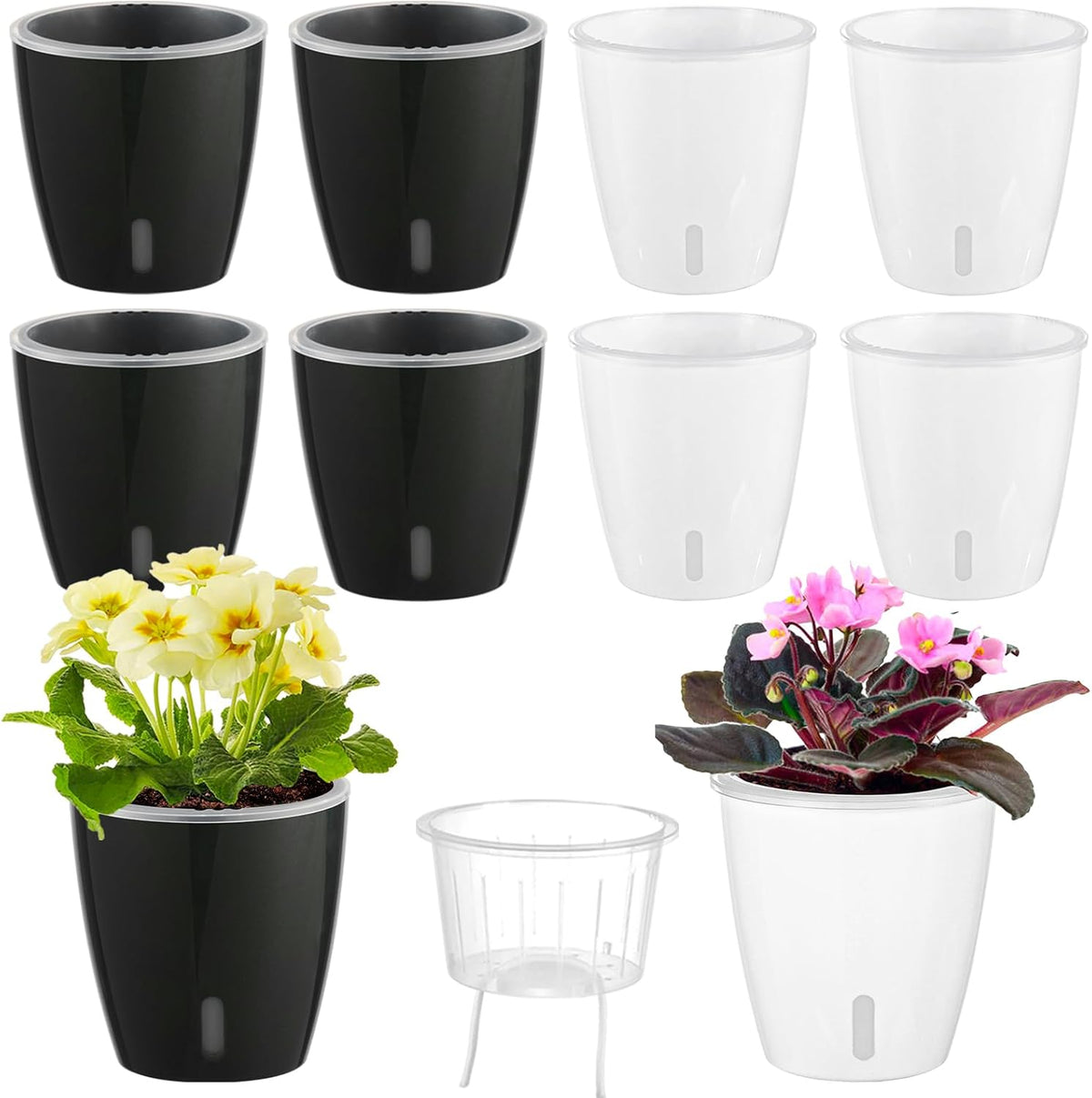 Self Watering Pots for Indoor Plants, 8-Pack 5'' Self Watering Planter with Drainage Holes, Small