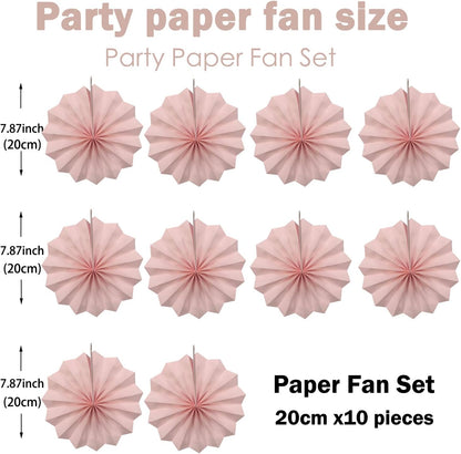 Pink Birthday Decorations,DIY Pink Paper Fans Hanging Decoration ,Party Supplies Party Fans 8in